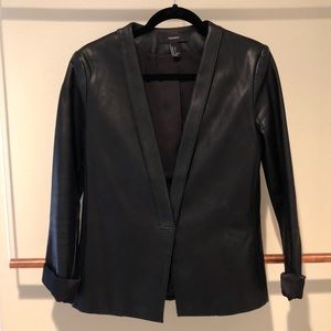 Faux Leather Black Blazer